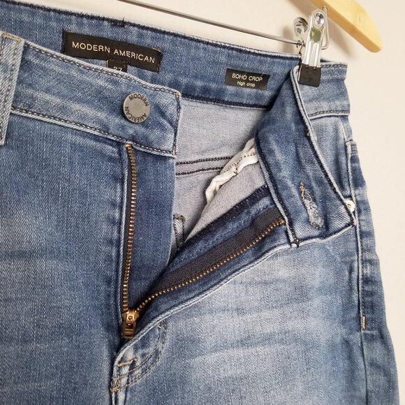 Modern American Soho Crop High Waist Denim Jeans Size 27 Diana Medium Wash $148 - Picture 11 of 16